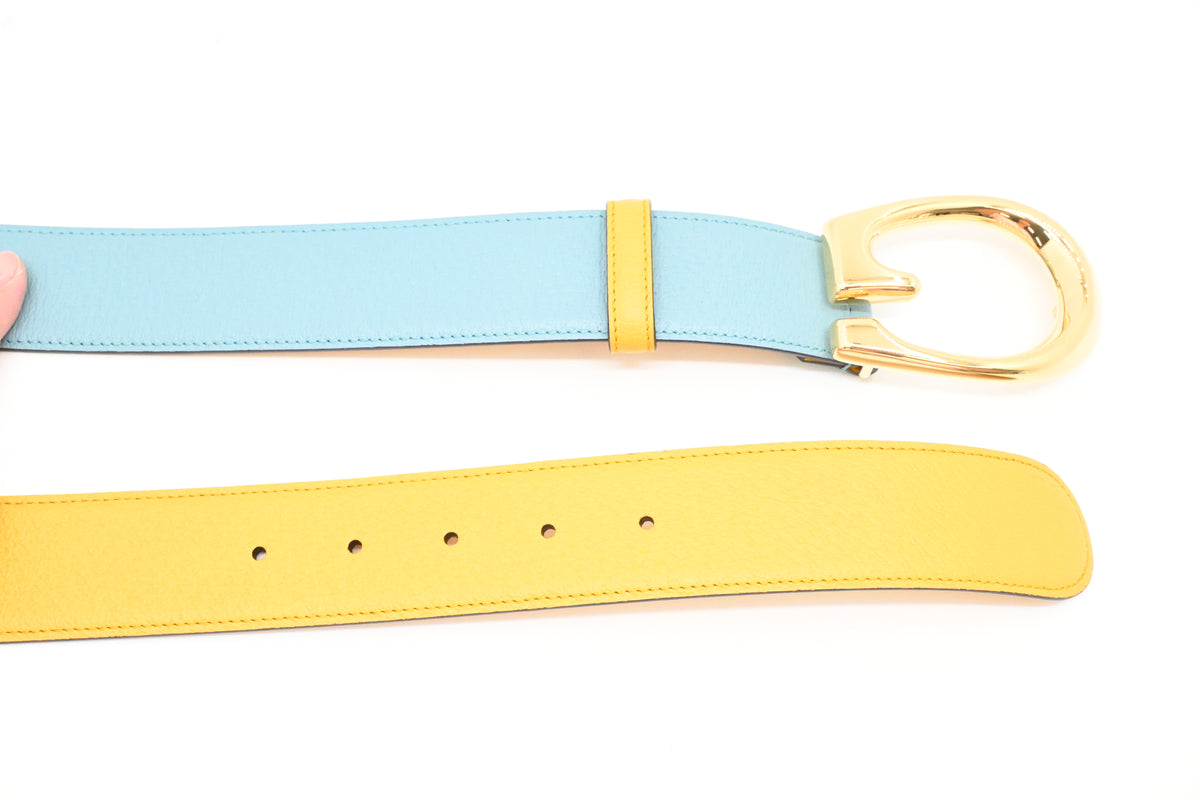 Gucci Belt in Teal and Yellow Leather
