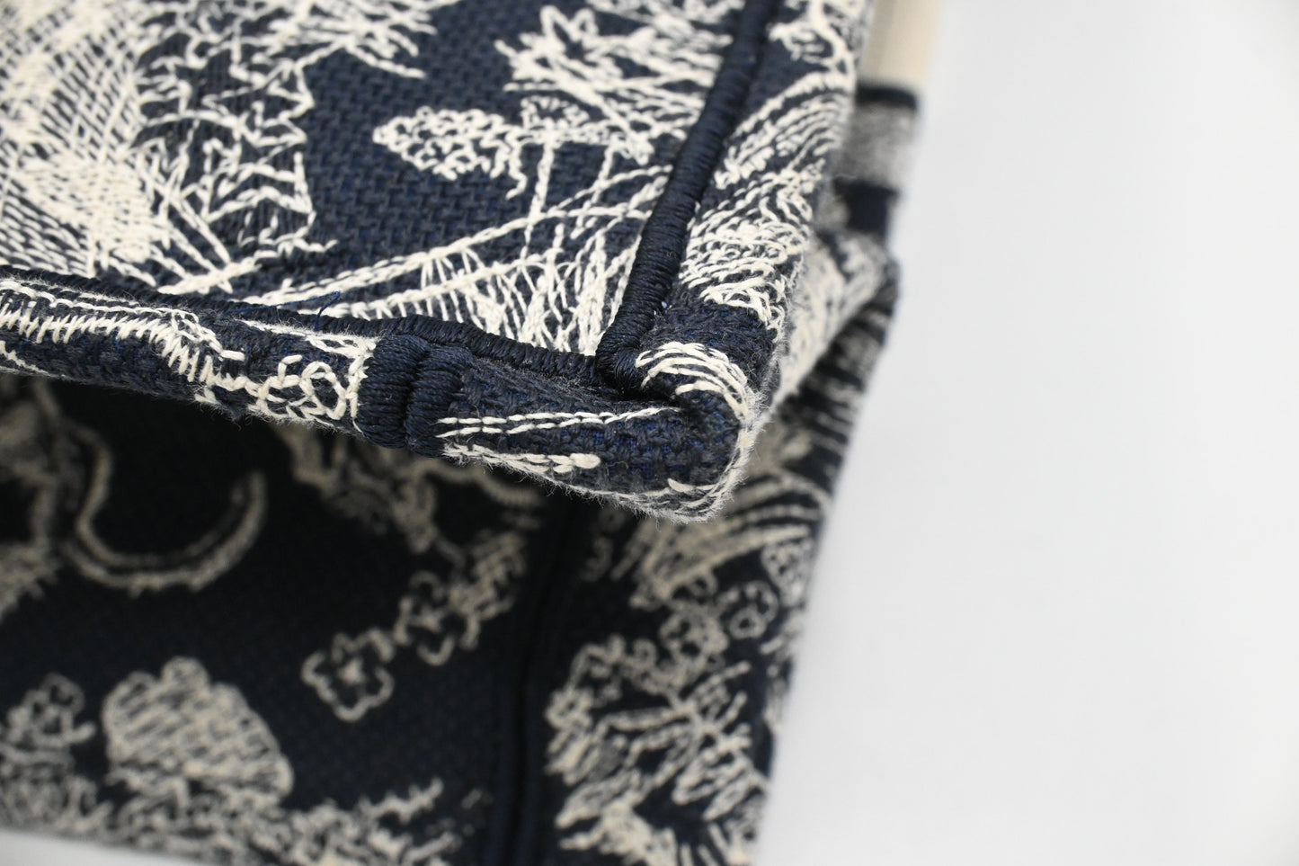Dior Medium Book Tote in Navy Toile de Jouy Sauvage Embroidery