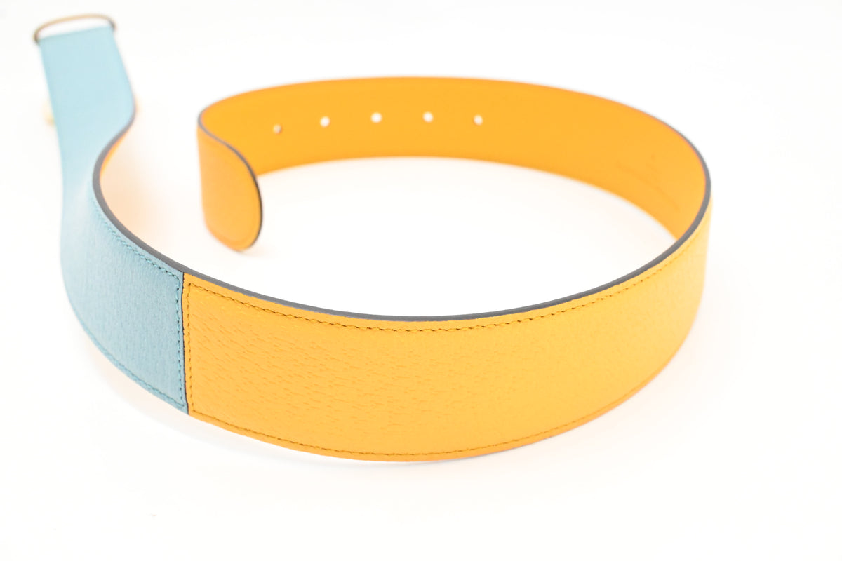 Gucci Belt in Teal and Yellow Leather