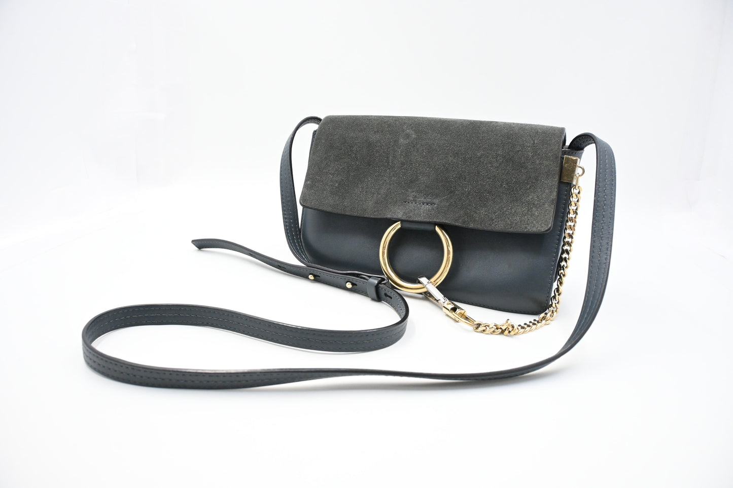 Chloe Faye Crossbody Bag in Blue Leather