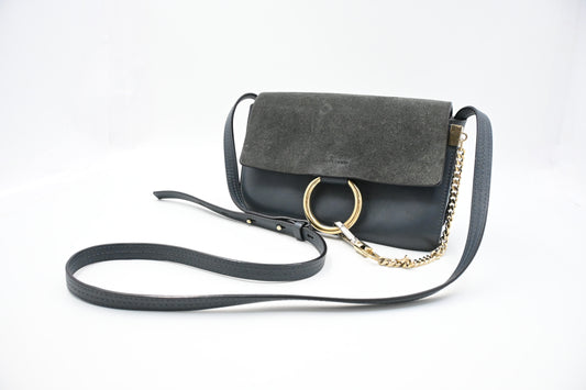 Chloe Faye Crossbody Bag in Blue Leather