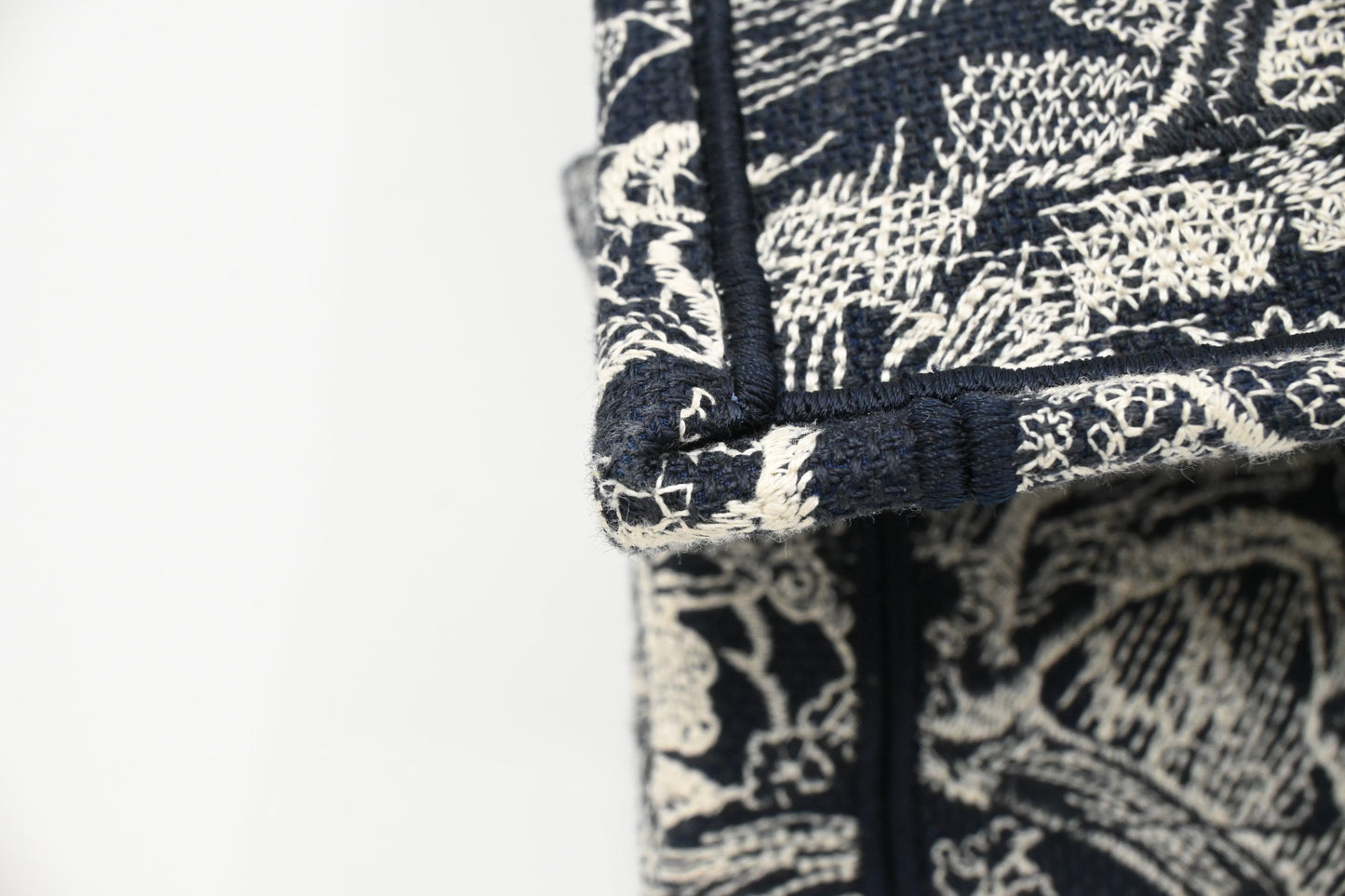 Dior Medium Book Tote in Navy Toile de Jouy Sauvage Embroidery