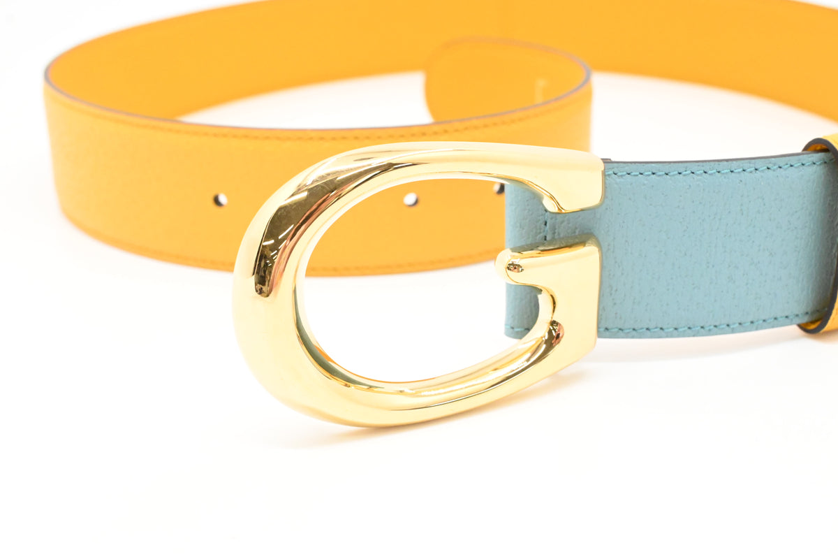 Gucci Belt in Teal and Yellow Leather