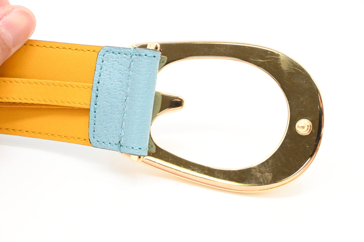 Gucci Belt in Teal and Yellow Leather