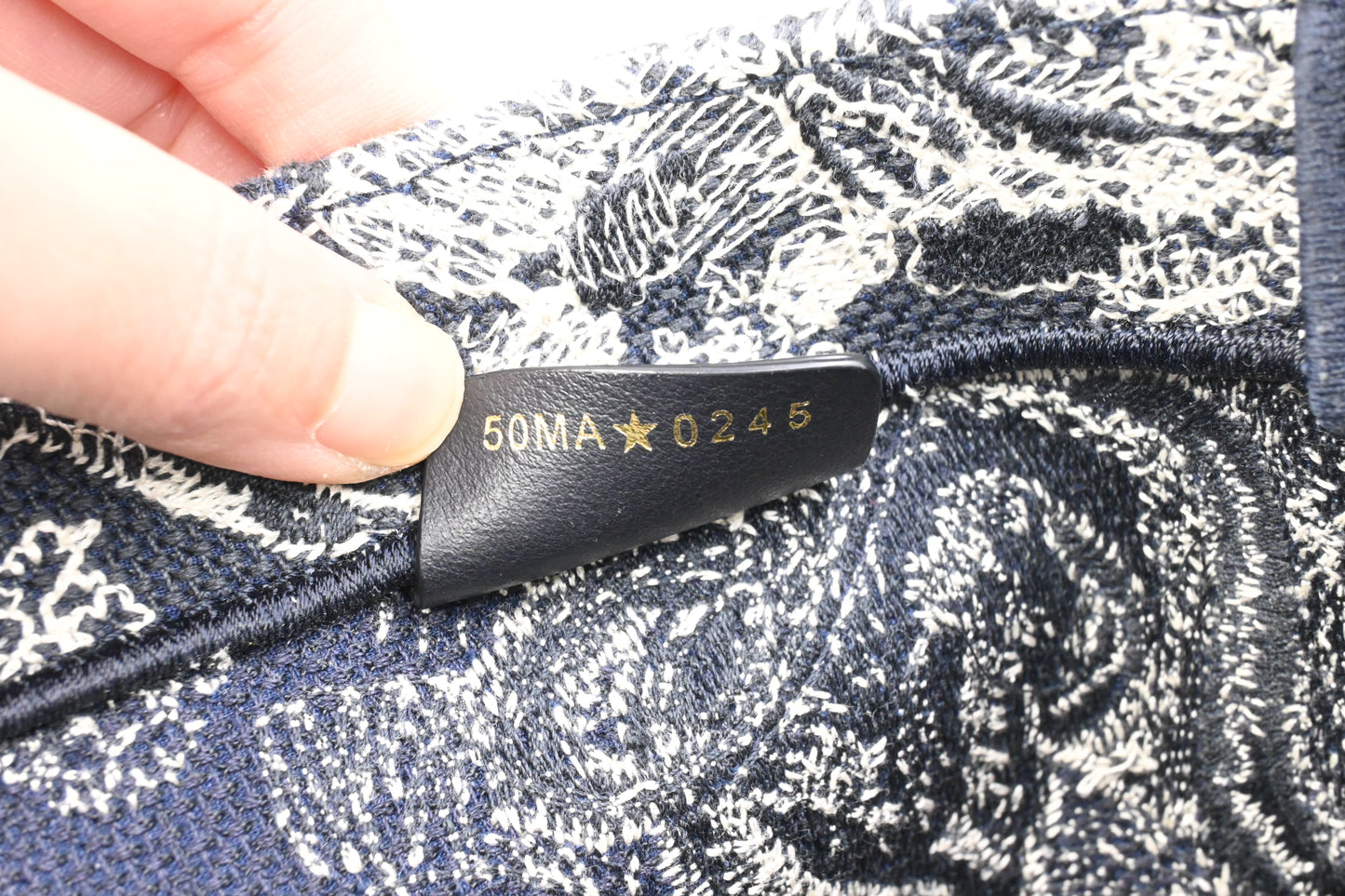 Dior Medium Book Tote in Navy Toile de Jouy Sauvage Embroidery