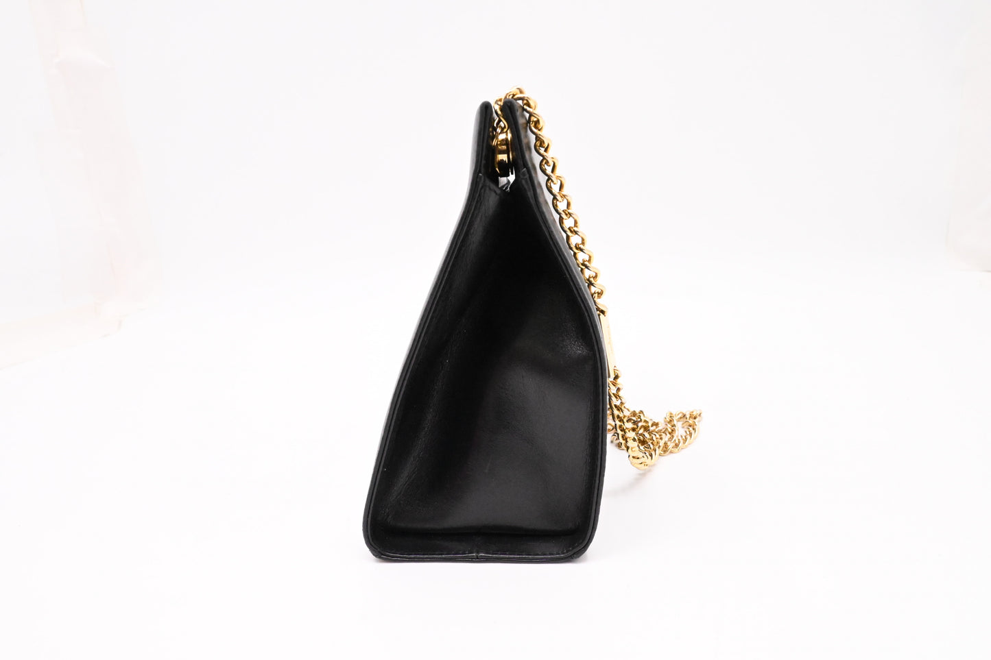 Ferragamo Square Chain Crossbody in Black Leather