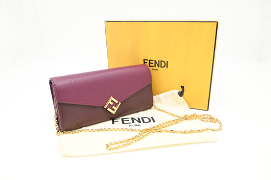 Fendi Wallet on Chain in Purple Leather