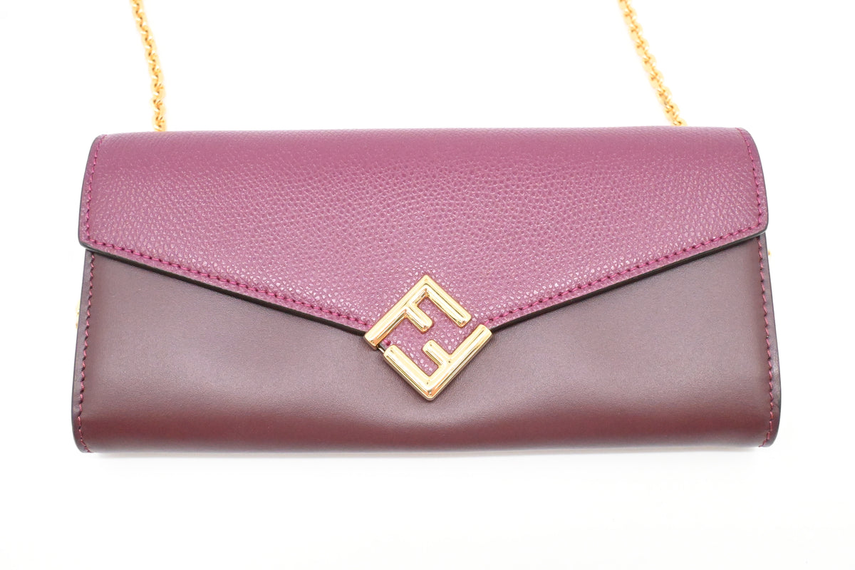Fendi Wallet on Chain in Purple Leather