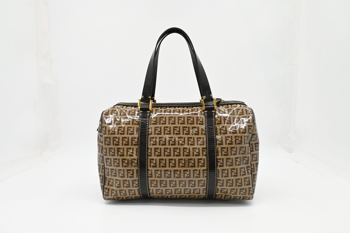 Fendi Boston Bag in Zucchino Coated Canvas