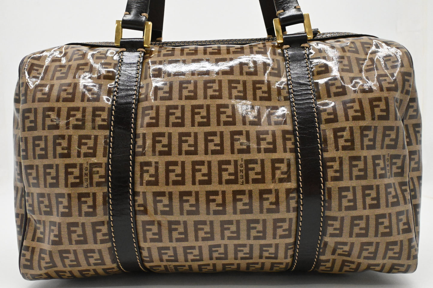 Fendi Boston Bag in Zucchino Coated Canvas