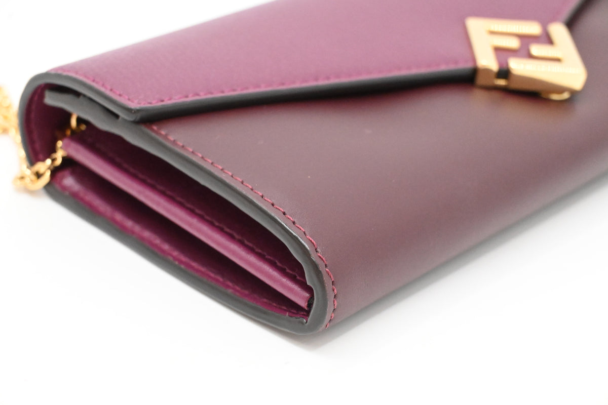 Fendi Wallet on Chain in Purple Leather