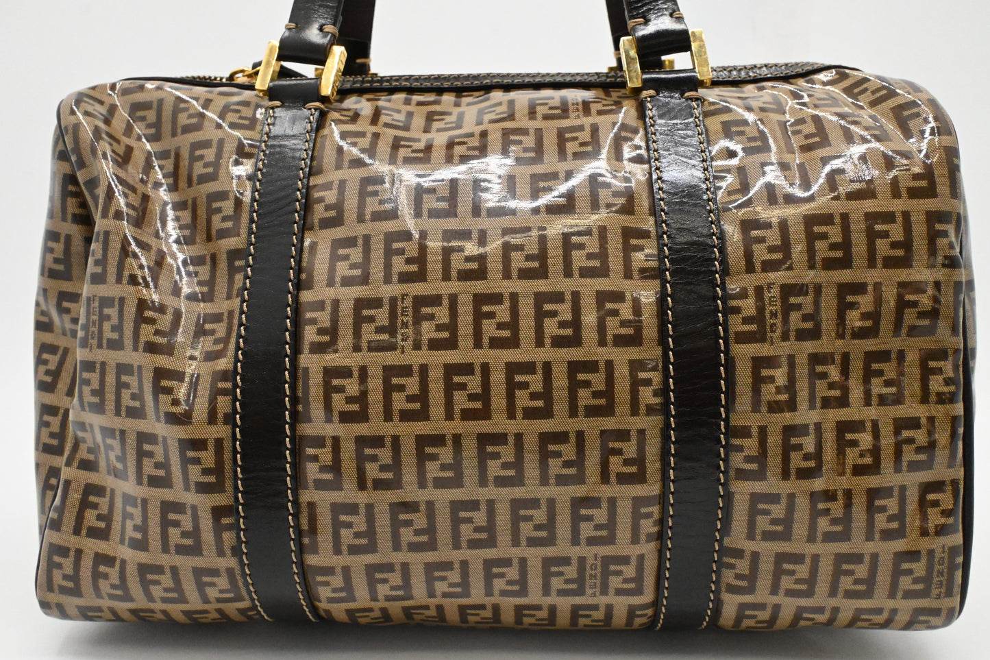 Fendi Boston Bag in Zucchino Coated Canvas