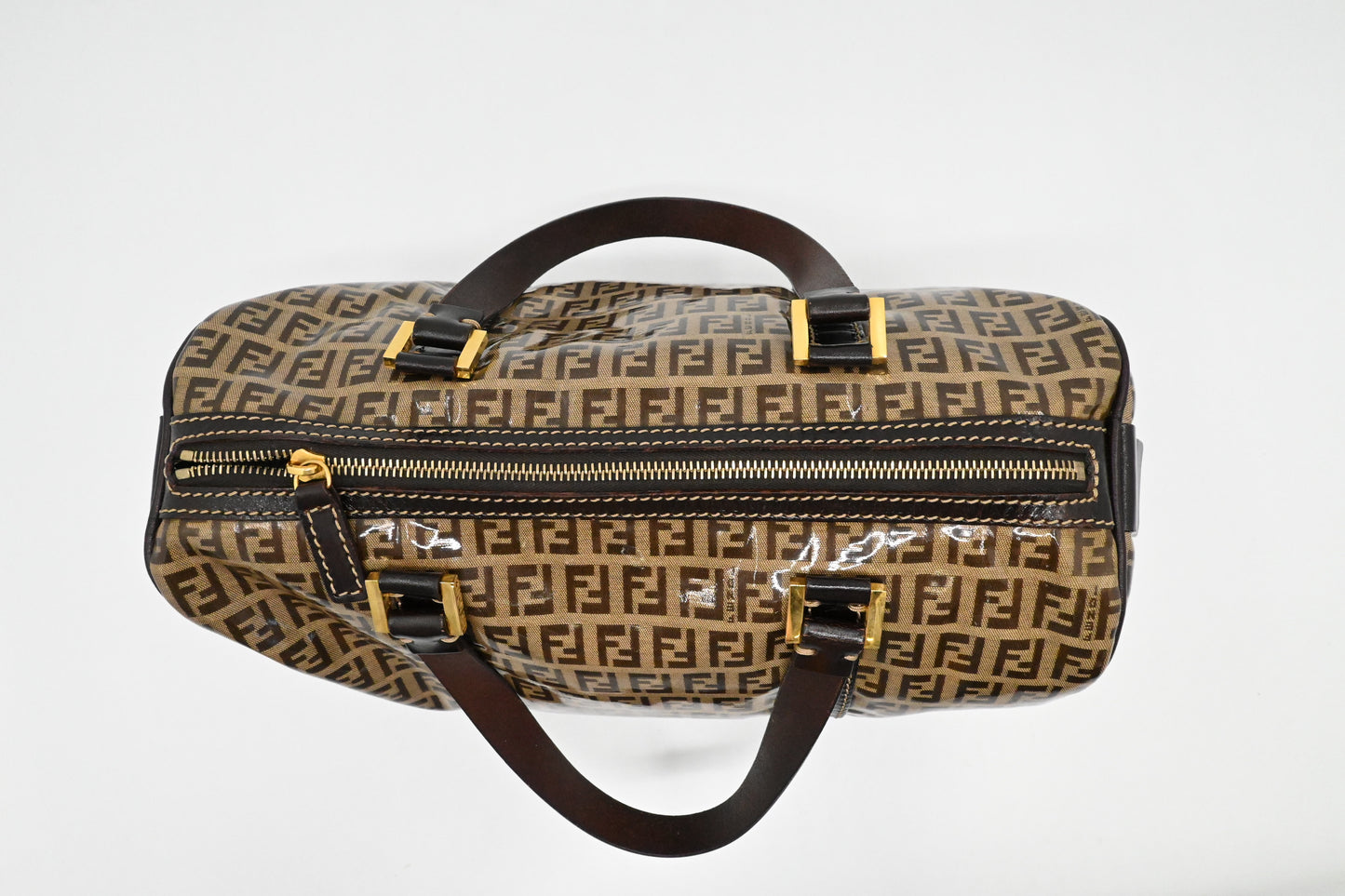Fendi Boston Bag in Zucchino Coated Canvas