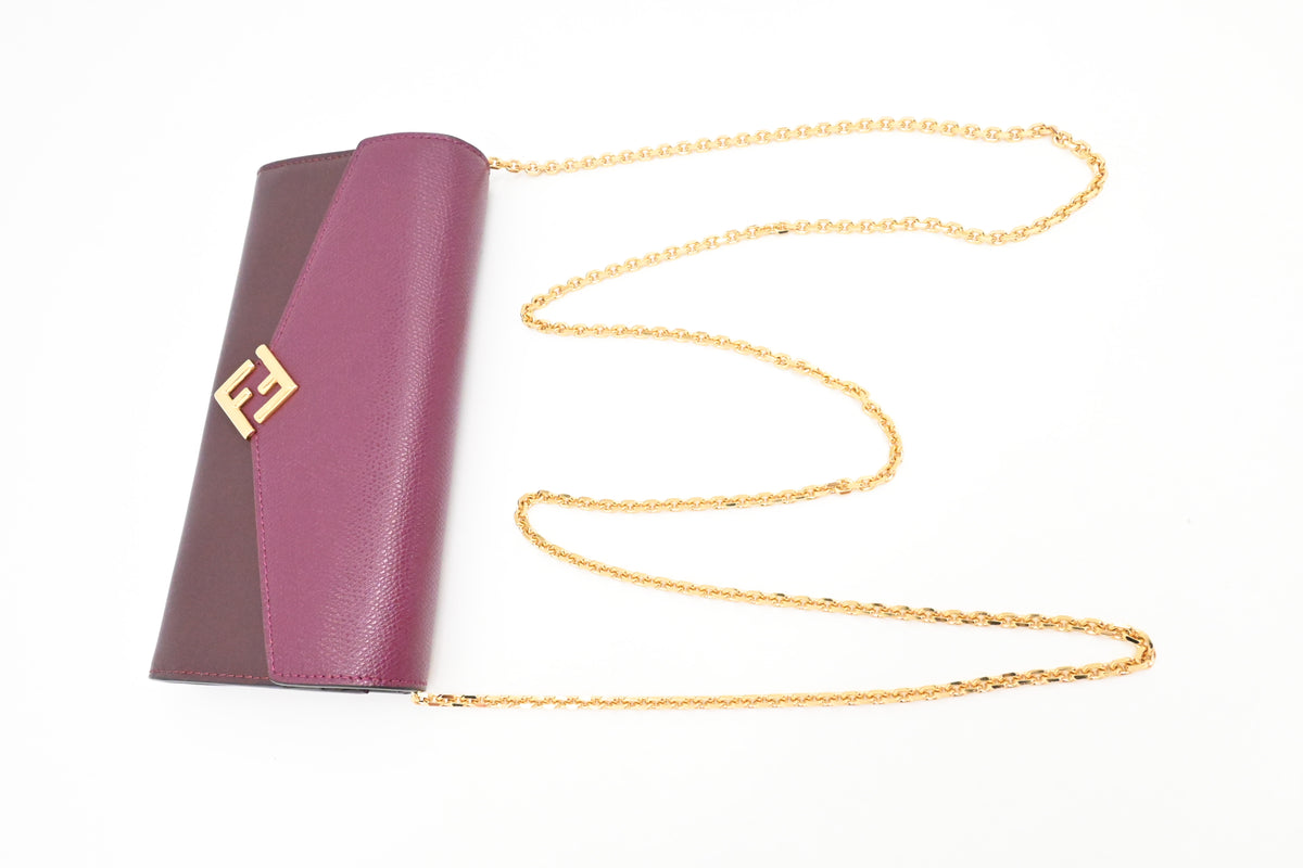 Fendi Wallet on Chain in Purple Leather