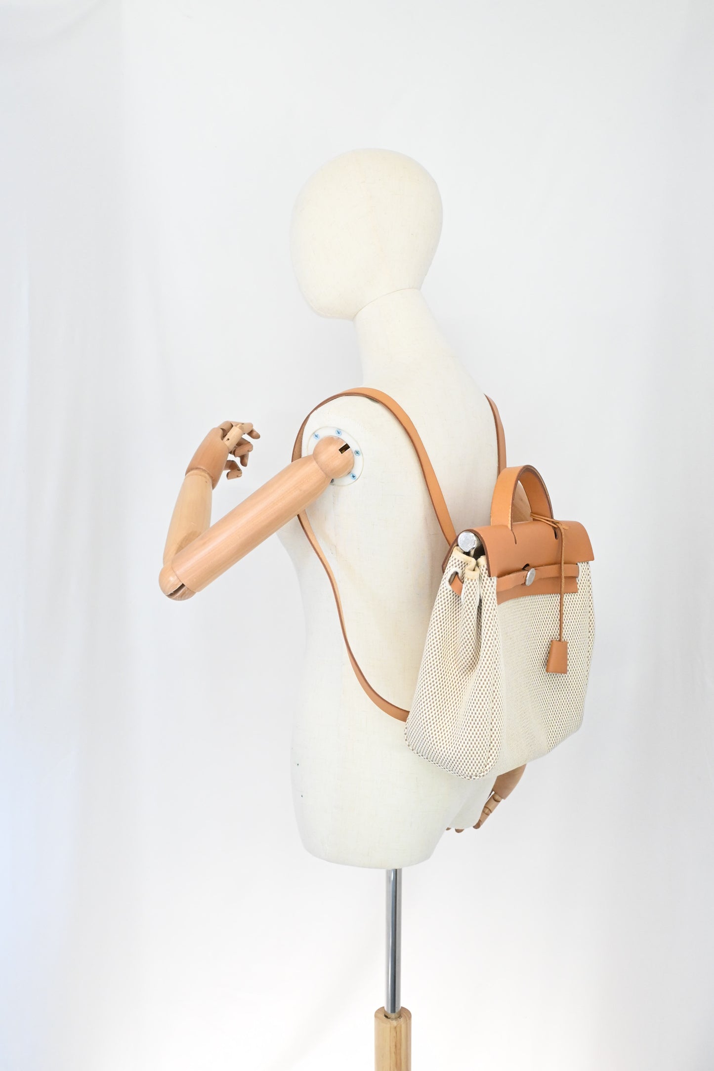 Hermes Herbag Backpack in Beige Canvas