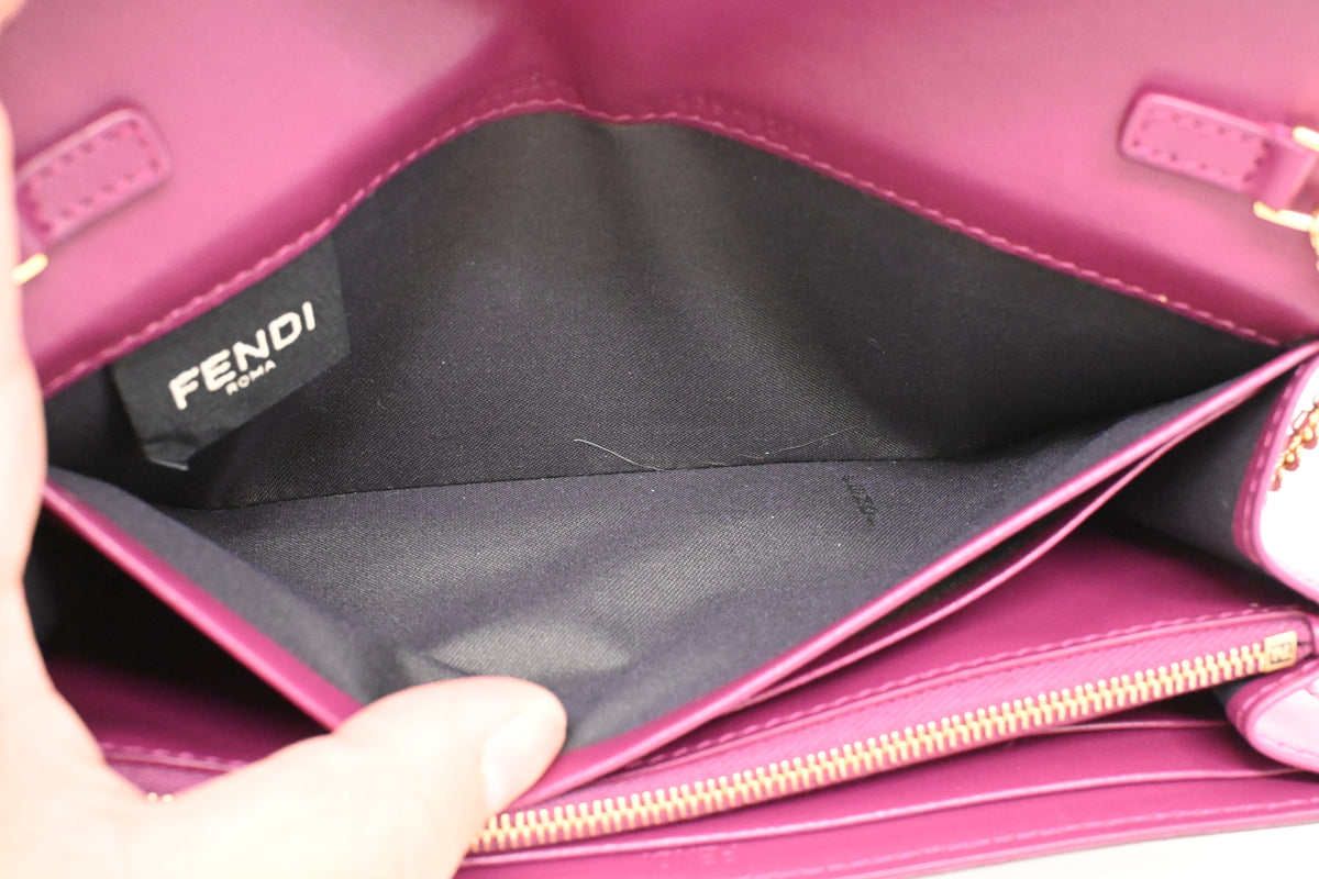 Fendi Wallet on Chain in Purple Leather