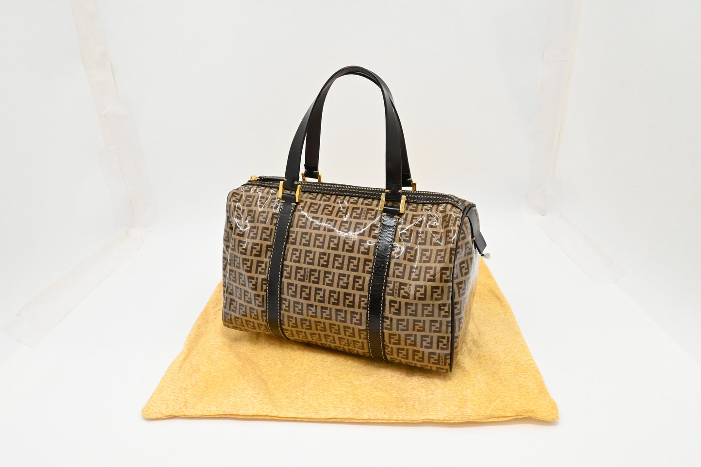 Fendi Boston Bag in Zucchino Coated Canvas