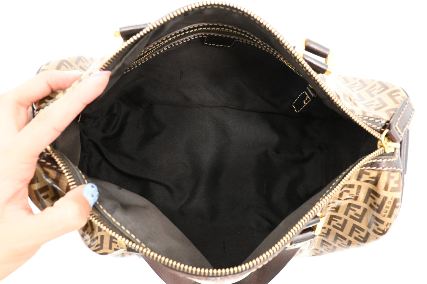 Fendi Boston Bag in Zucchino Coated Canvas