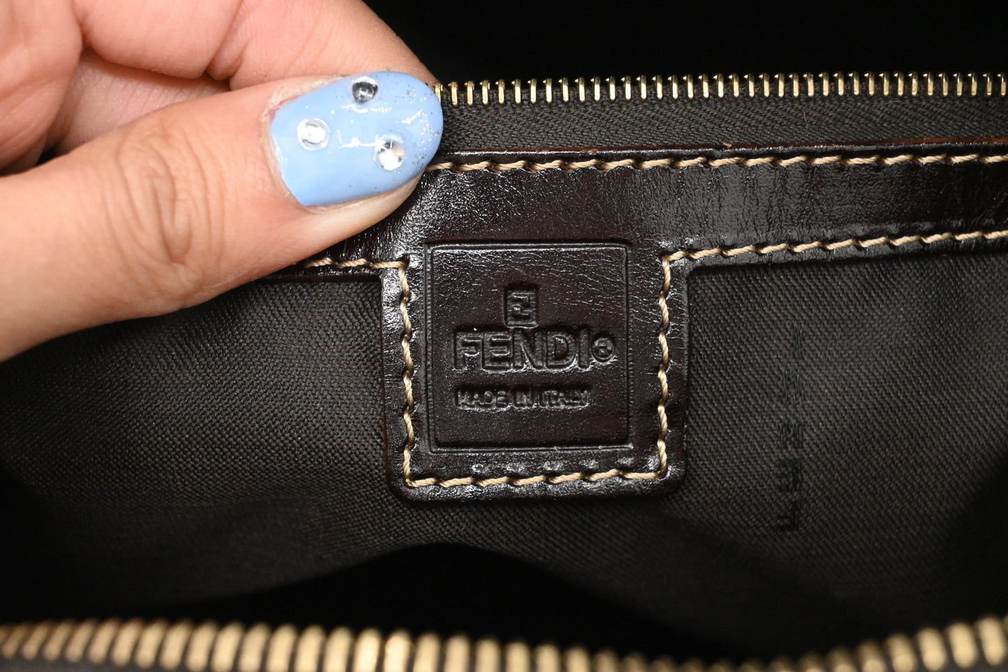 Fendi Boston Bag in Zucchino Coated Canvas