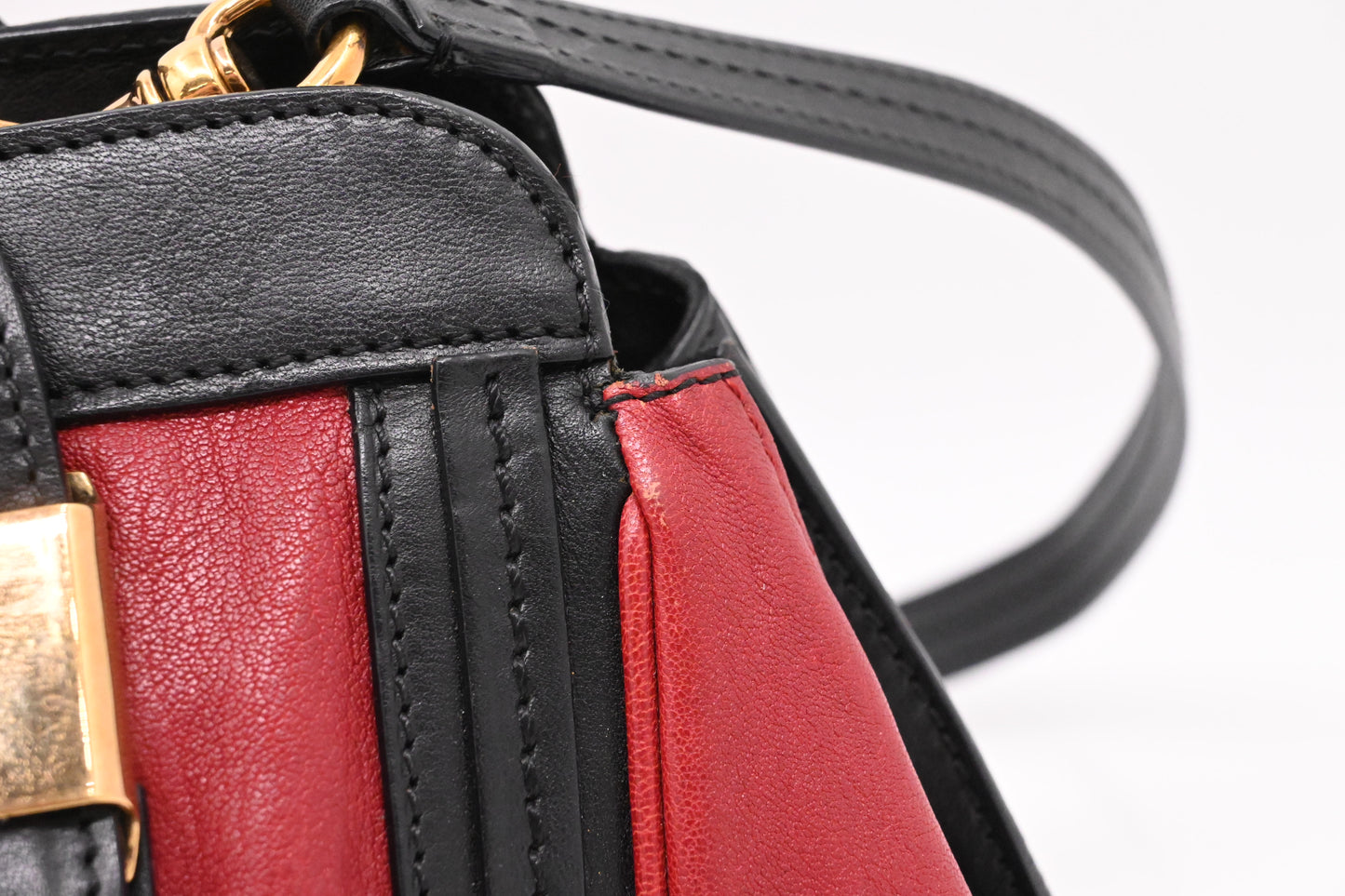 Chloe Alice 2way Bag in Black and Red Leather