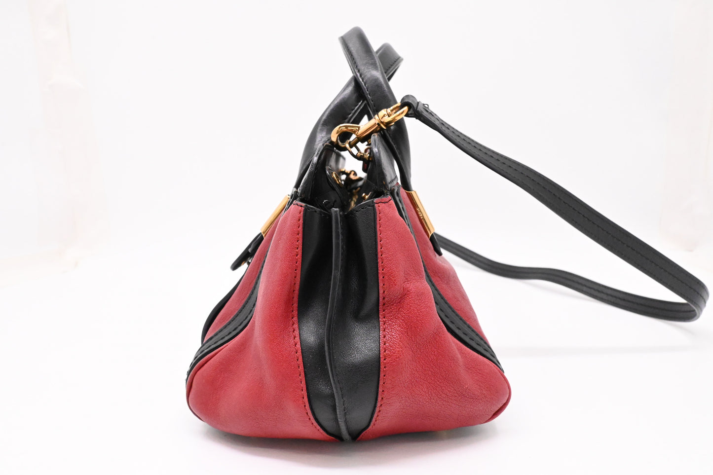 Chloe Alice 2way Bag in Black and Red Leather