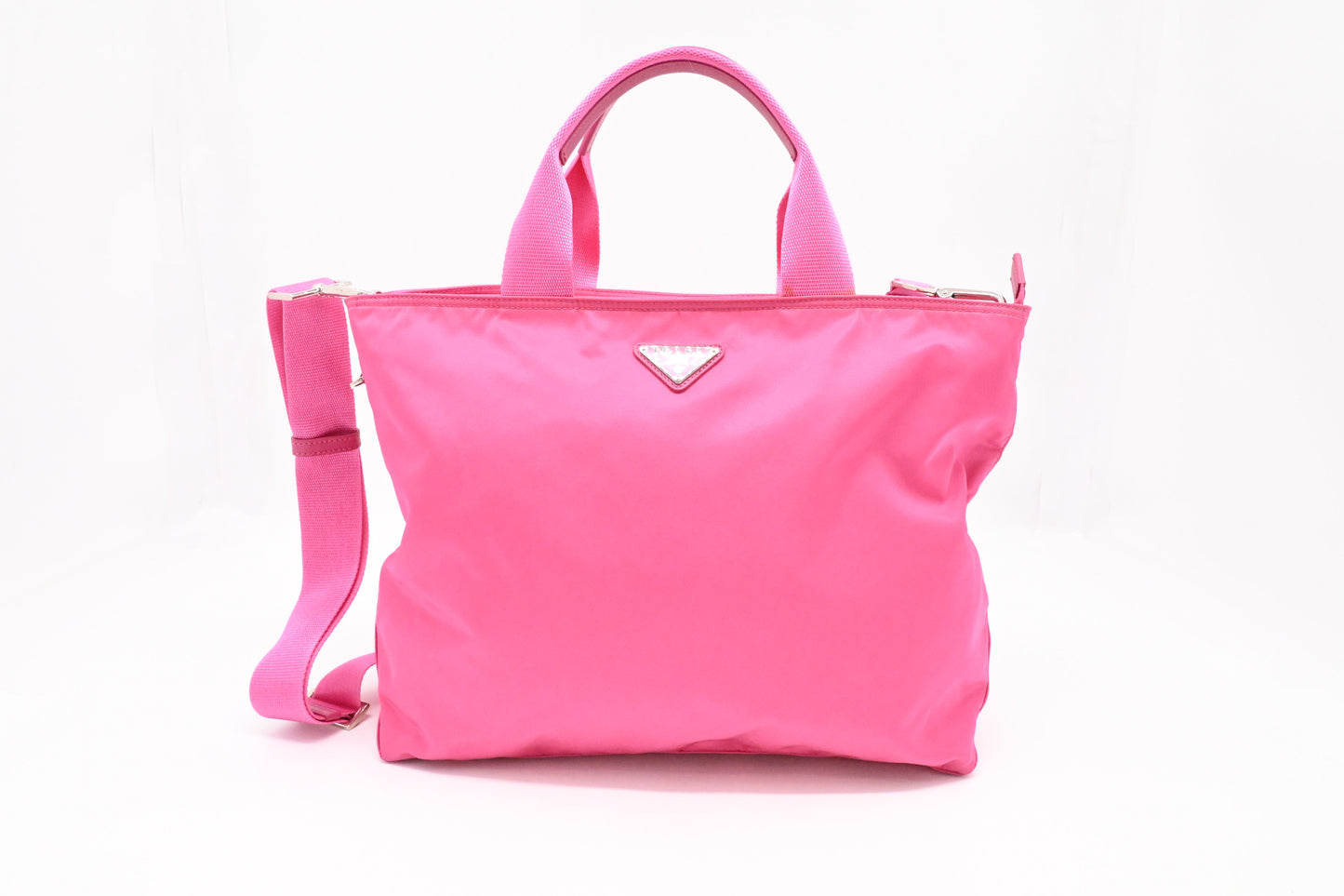 Prada Two Way Tote Bag in Pink Nylon