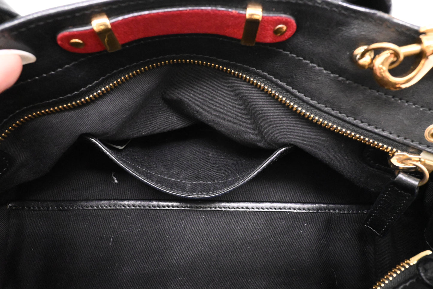 Chloe Alice 2way Bag in Black and Red Leather