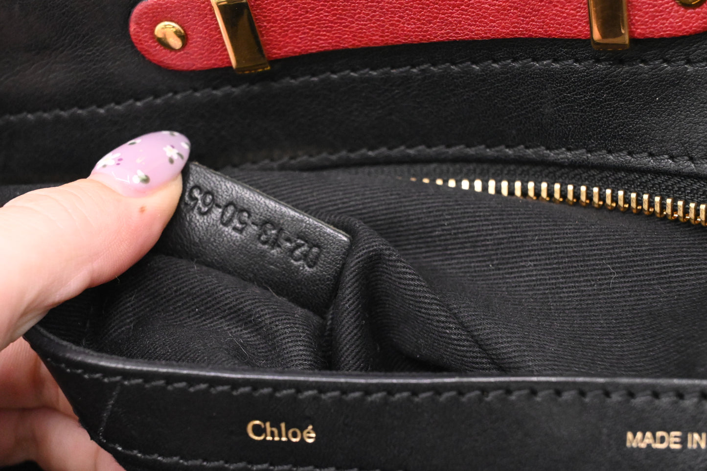 Chloe Alice 2way Bag in Black and Red Leather