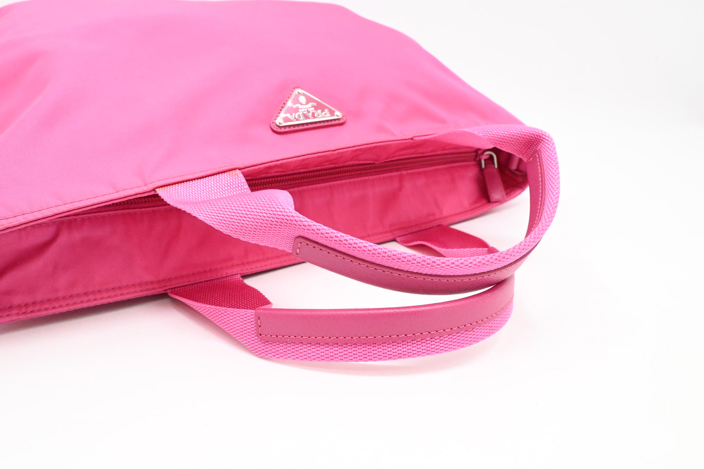 Prada Two Way Tote Bag in Pink Nylon