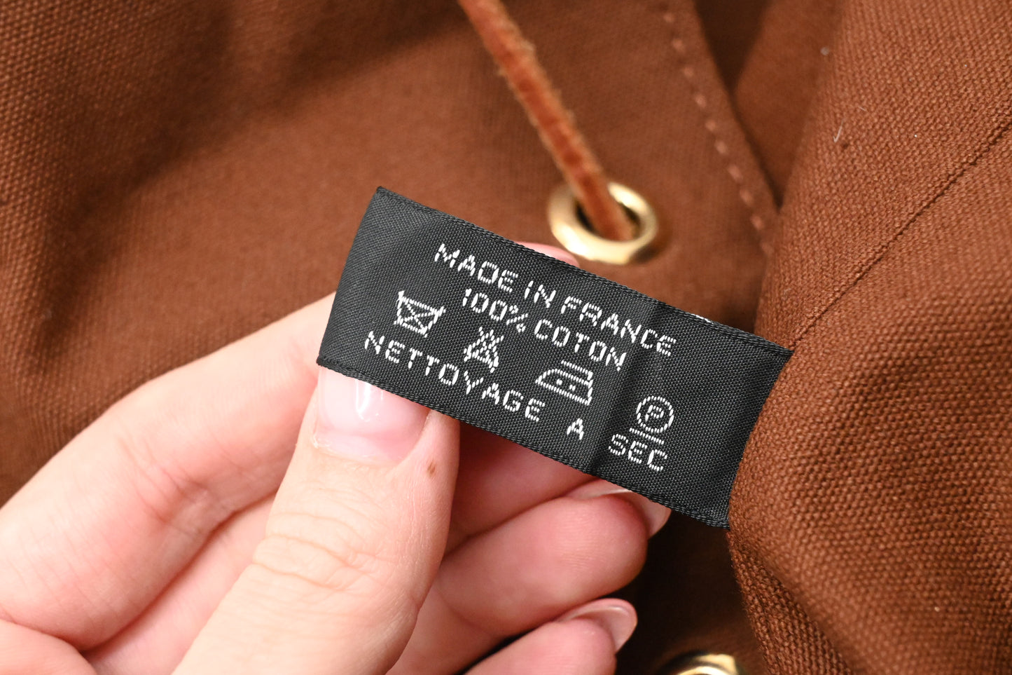 Hermes Polochon Mimile in Brown Canvas