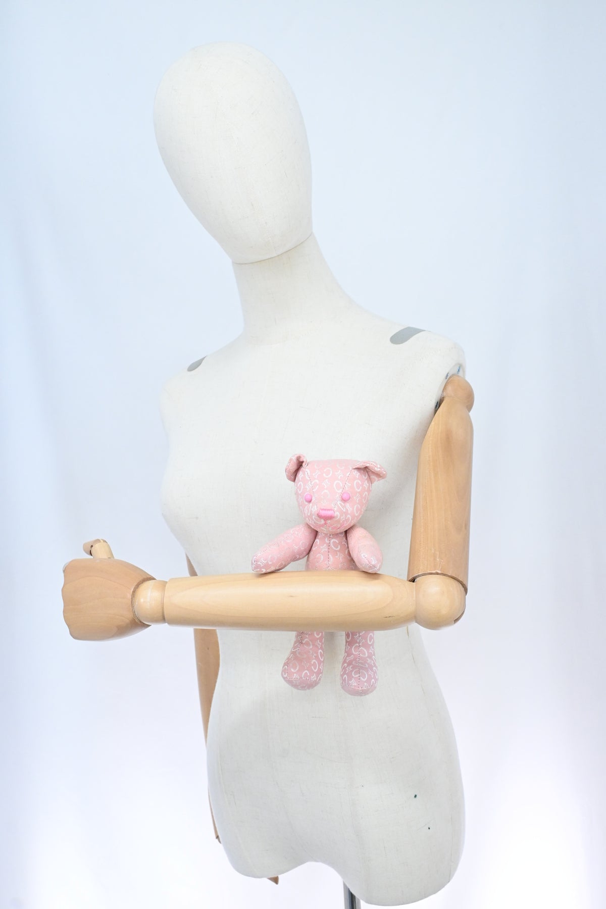 Celine Teddy Bear in Pink Canvas