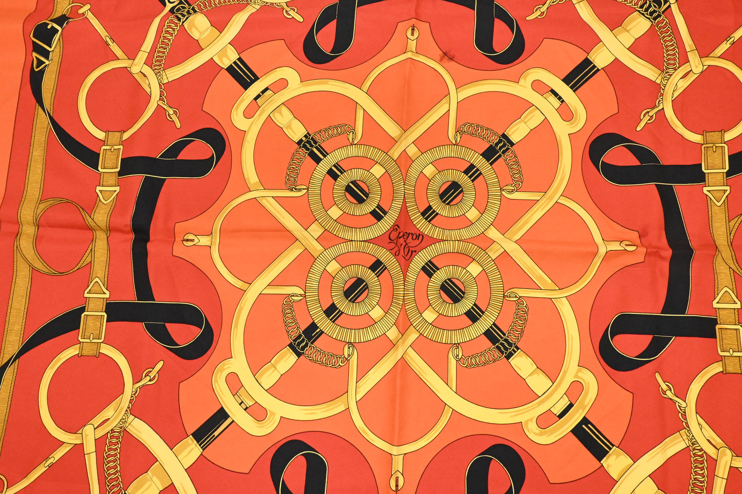 Hermes 'Eperon D'or' Carre 90 in Orange Silk