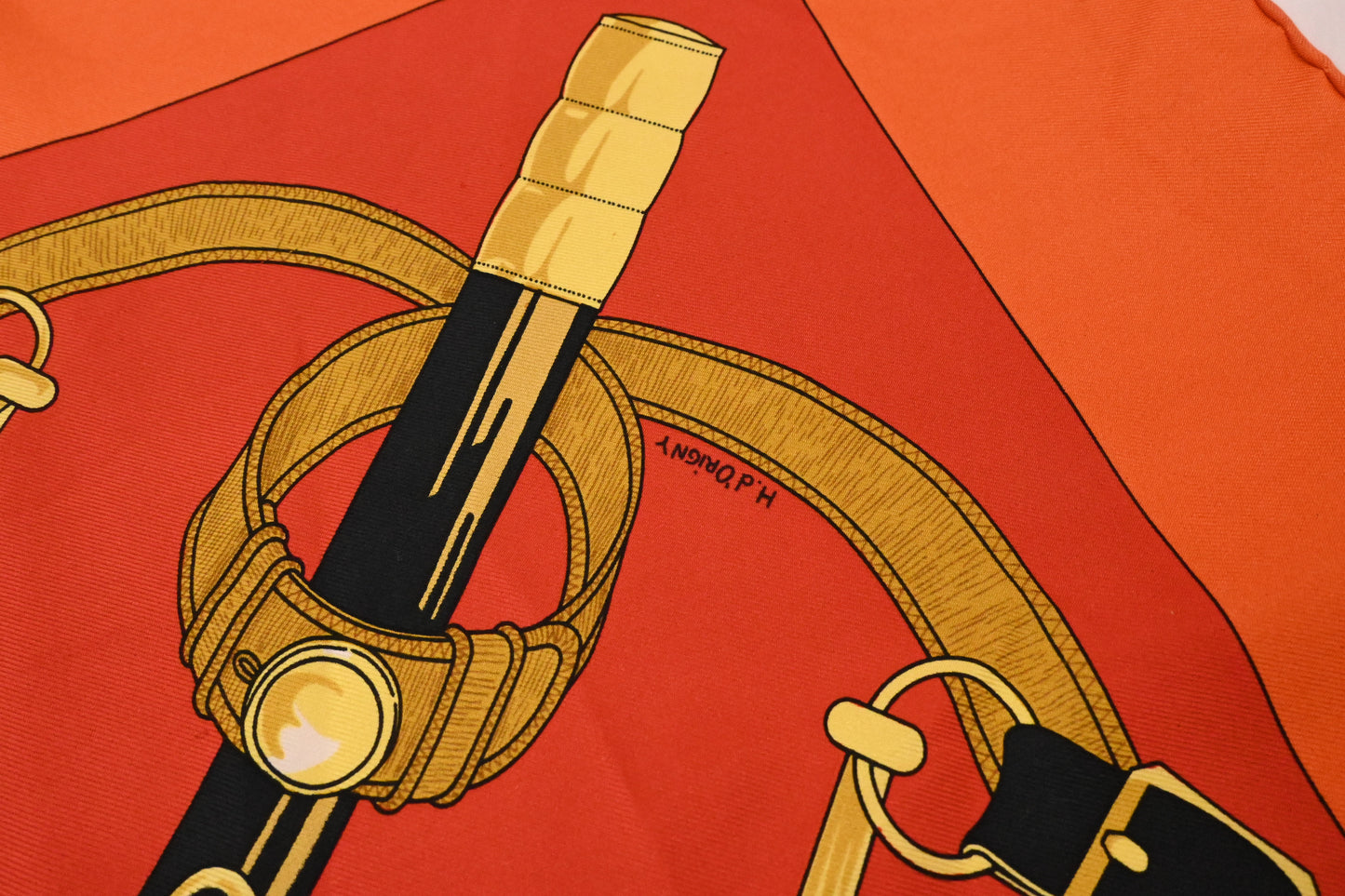 Hermes 'Eperon D'or' Carre 90 in Orange Silk