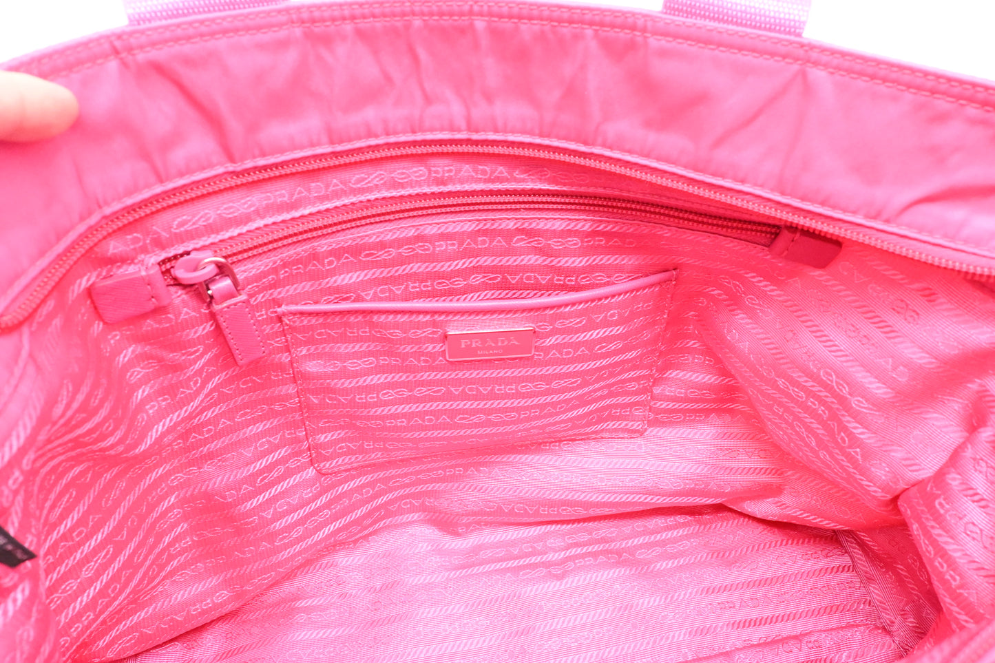 Prada Two Way Tote Bag in Pink Nylon