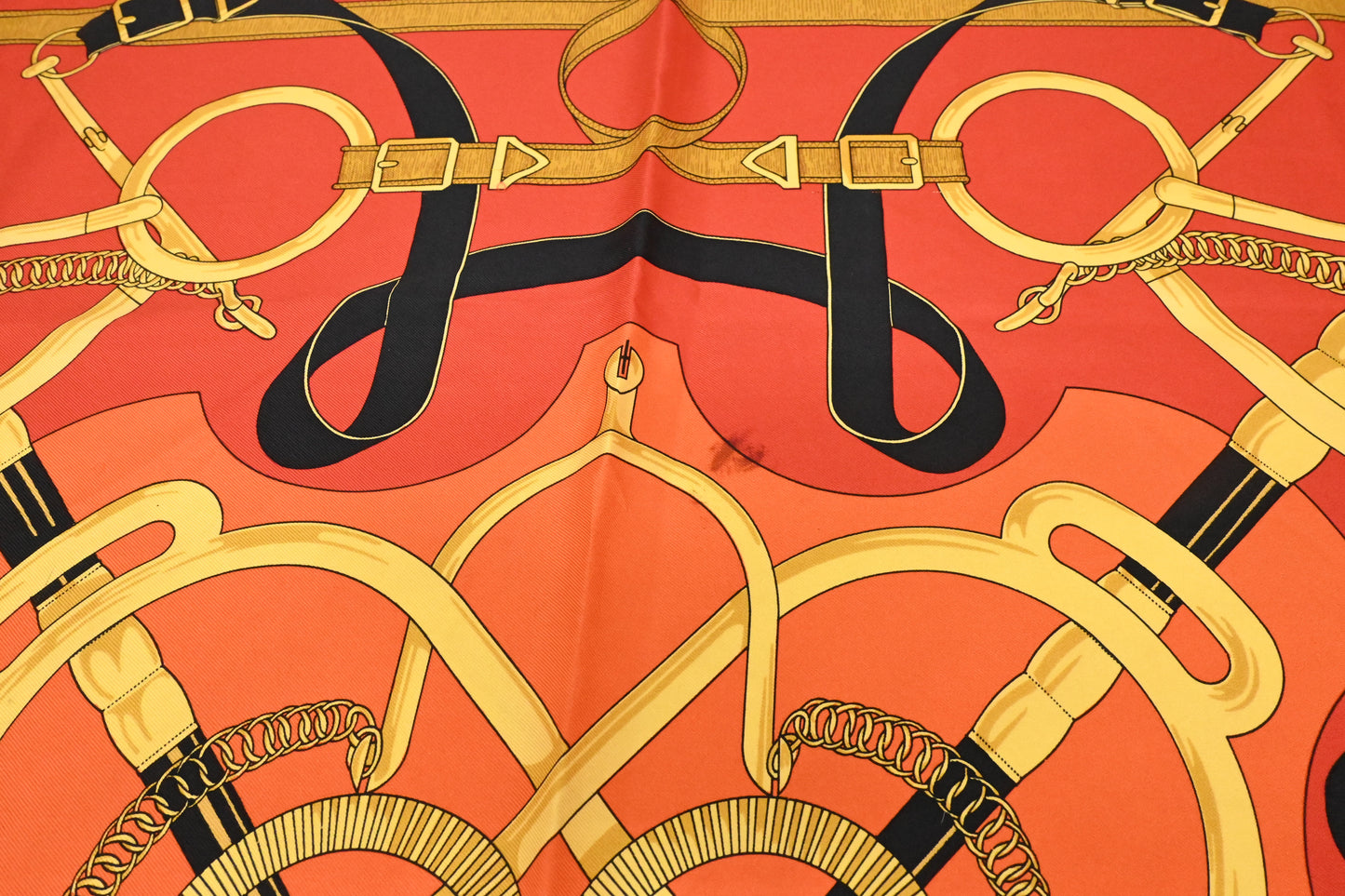 Hermes 'Eperon D'or' Carre 90 in Orange Silk