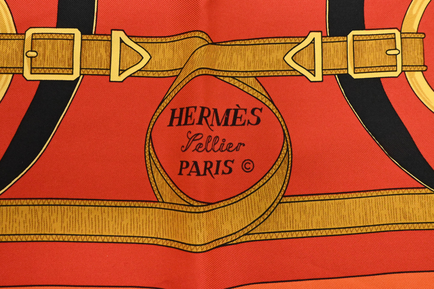 Hermes 'Eperon D'or' Carre 90 in Orange Silk