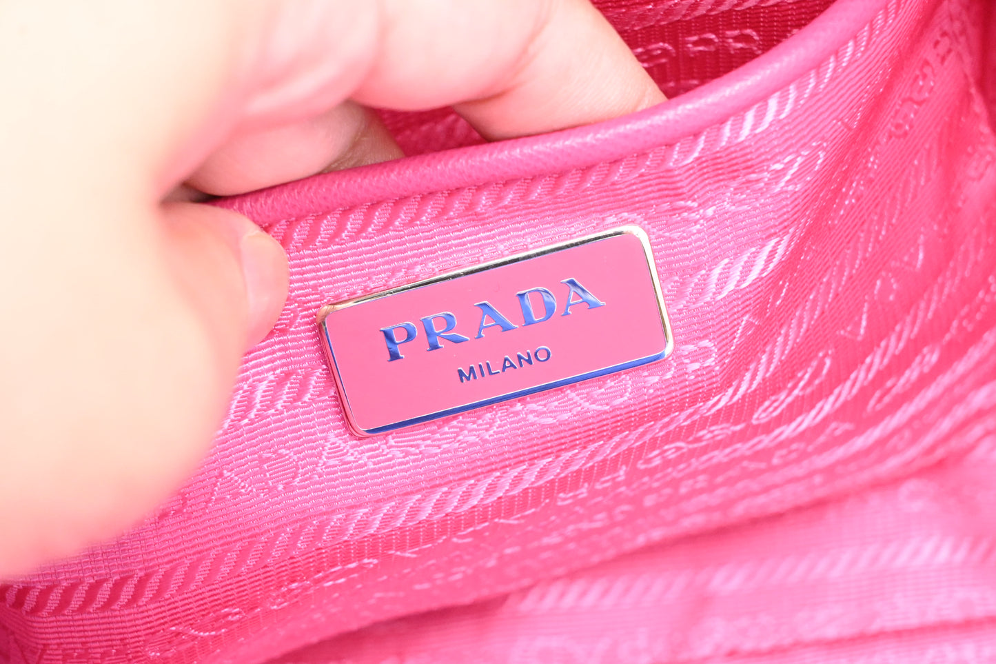Prada Two Way Tote Bag in Pink Nylon