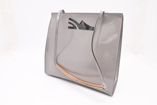 Ferragamo Shoulder Bag in Gray Patent Leather