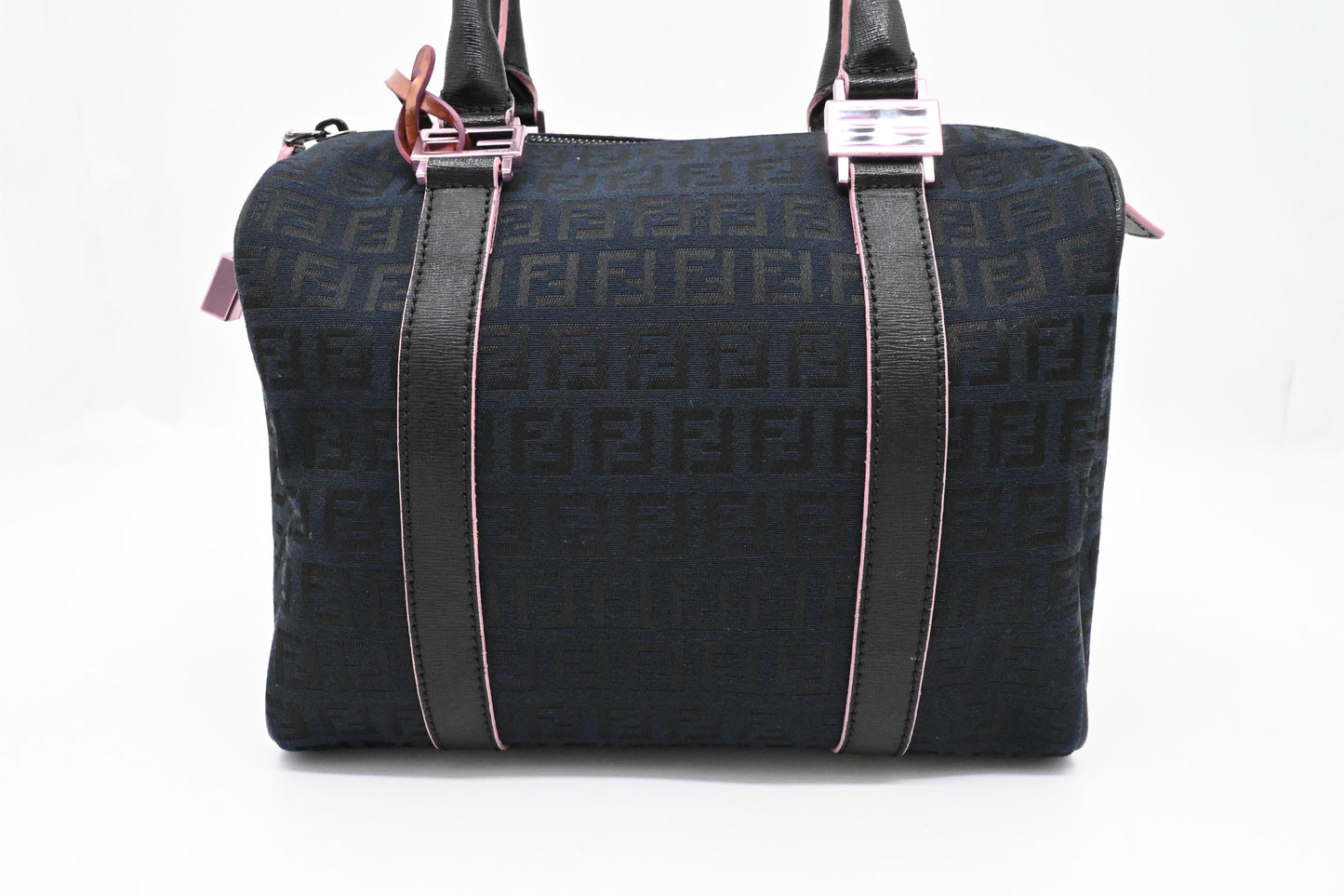 Fendi Forever Bauletto Boston Bag in Black Zucchino Canvas