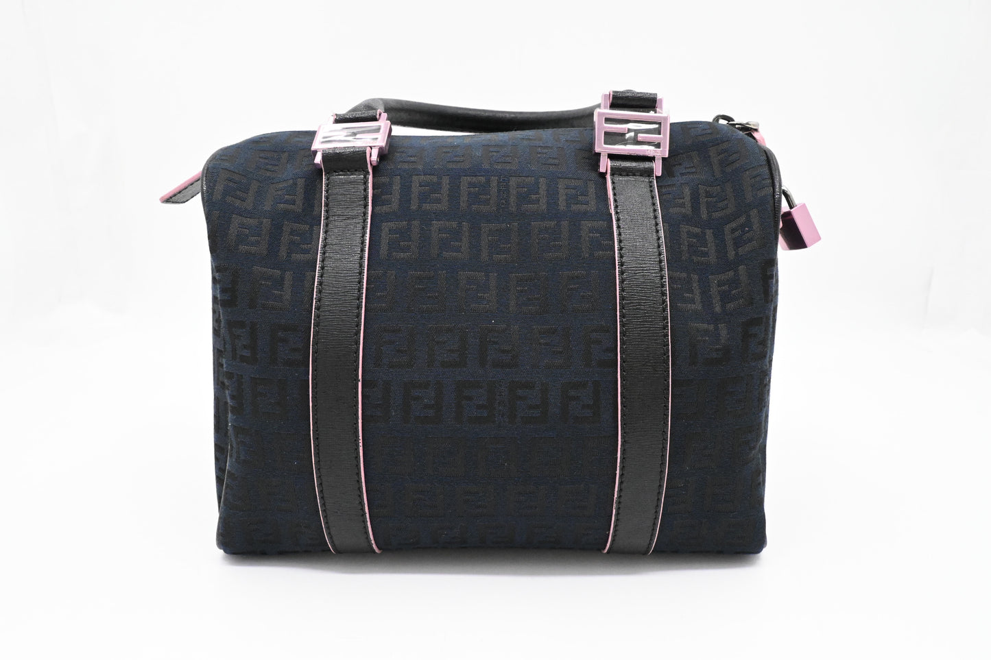 Fendi Forever Bauletto Boston Bag in Black Zucchino Canvas