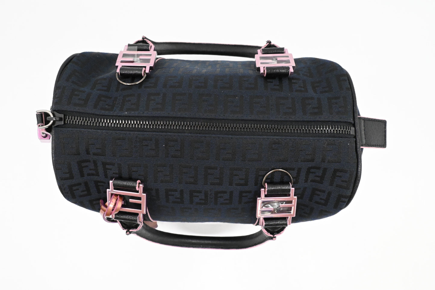 Fendi Forever Bauletto Boston Bag in Black Zucchino Canvas