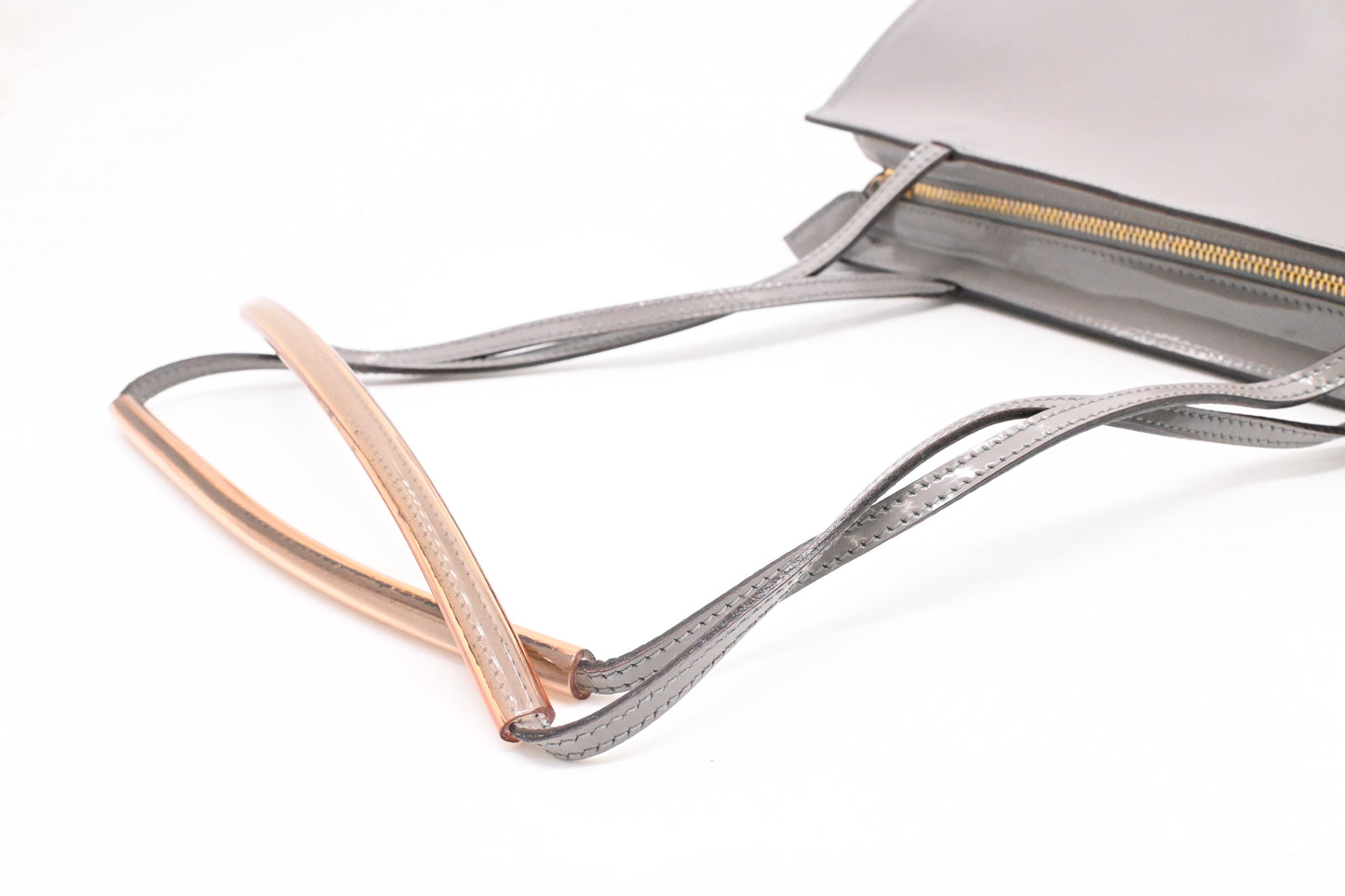 Ferragamo Shoulder Bag in Gray Patent Leather