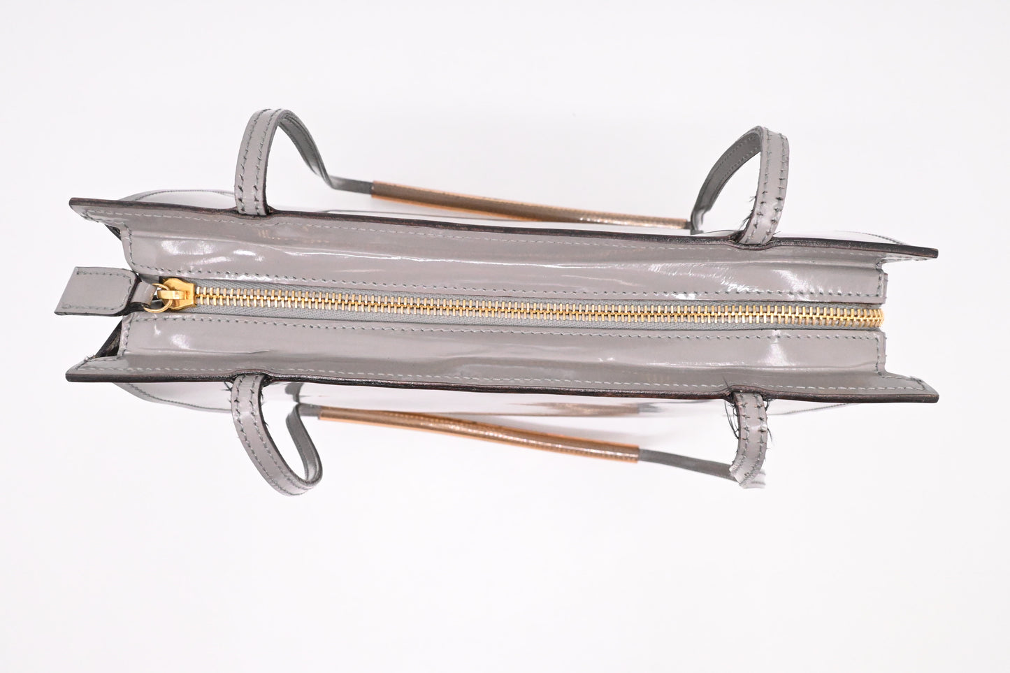 Ferragamo Shoulder Bag in Gray Patent Leather