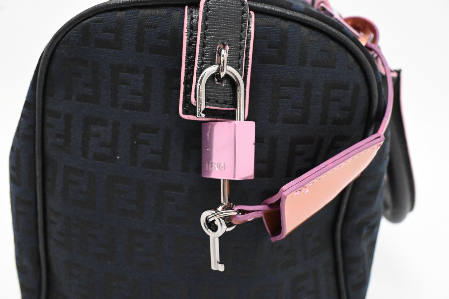 Fendi Forever Bauletto Boston Bag in Black Zucchino Canvas