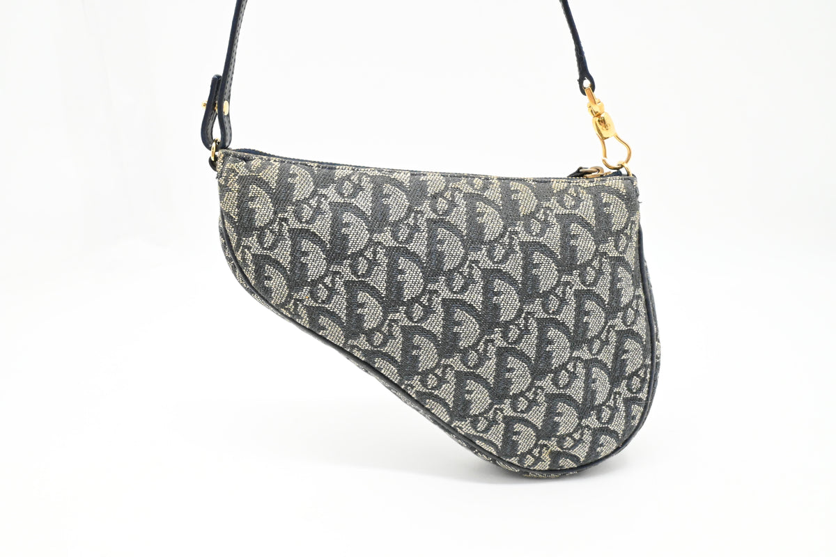 Dior Saddle Pouch in Blue Oblique Canvas
