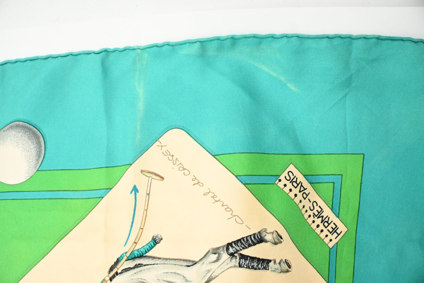 Hermes 'Le Monde du Polo' Carre 90 in Turquoise Silk