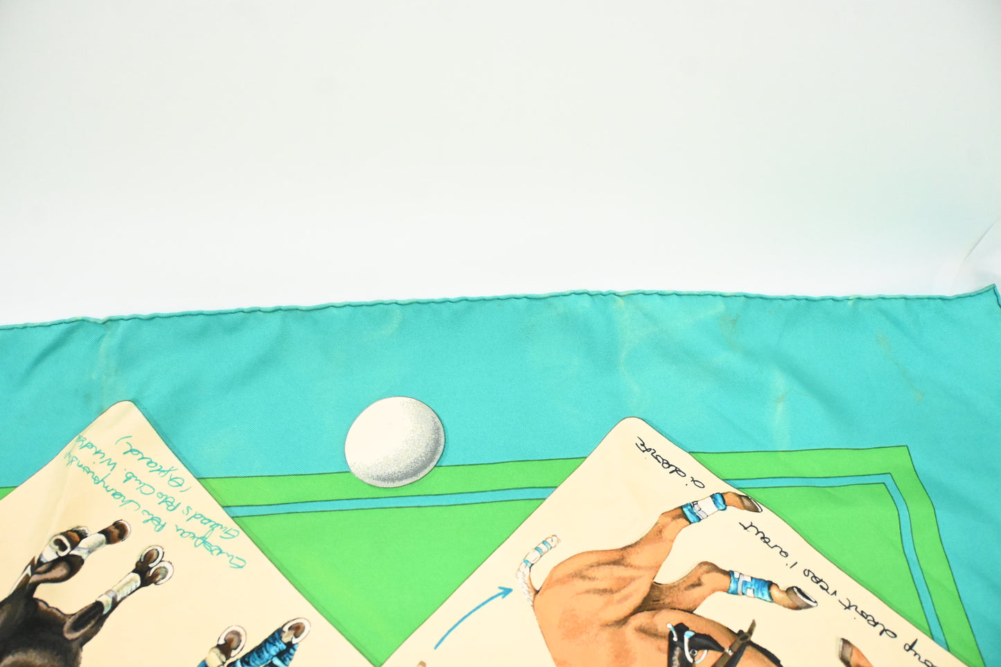 Hermes 'Le Monde du Polo' Carre 90 in Turquoise Silk
