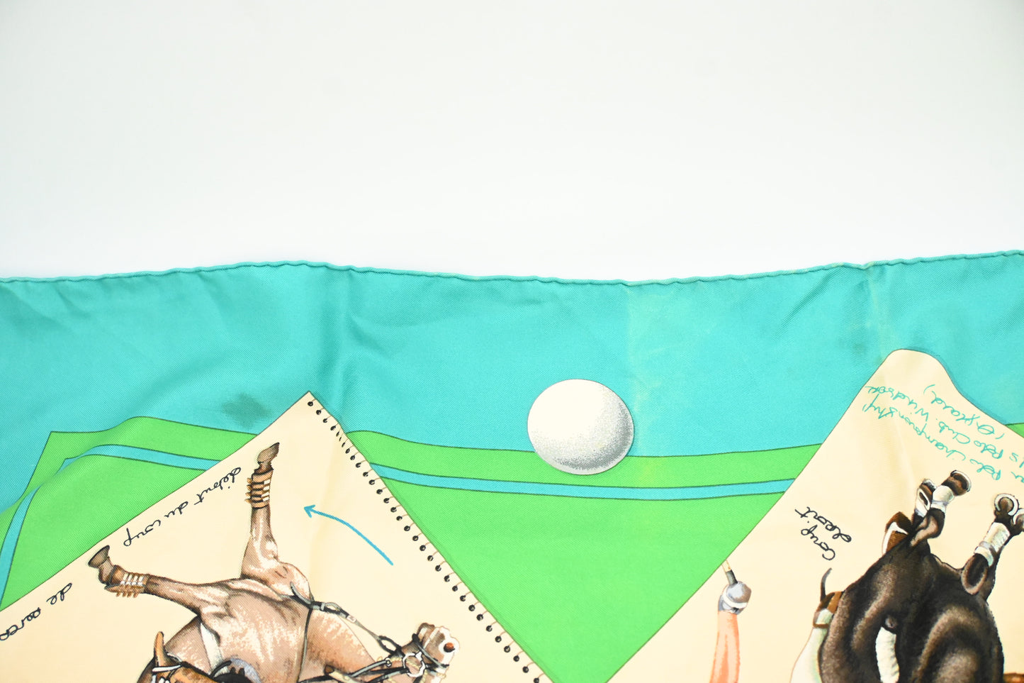 Hermes 'Le Monde du Polo' Carre 90 in Turquoise Silk