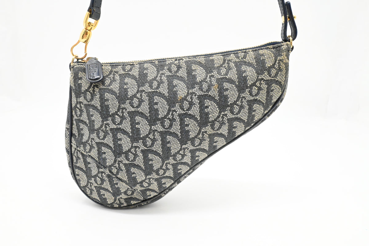 Dior Saddle Pouch in Blue Oblique Canvas