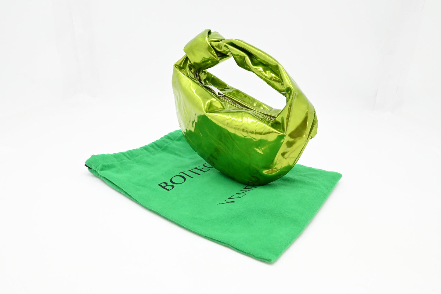 Bottega Veneta Mini Jodie in Metallic Green Patent Leather